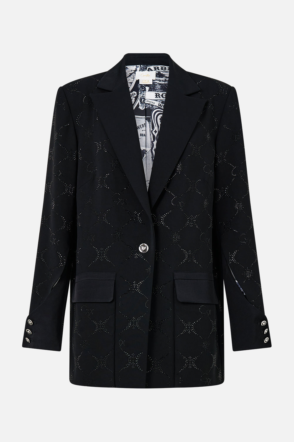 The CAMILLA SHORT SLEEVE CAMP COLLARED SHIRT BASKED IN BAROQUE in our  print.