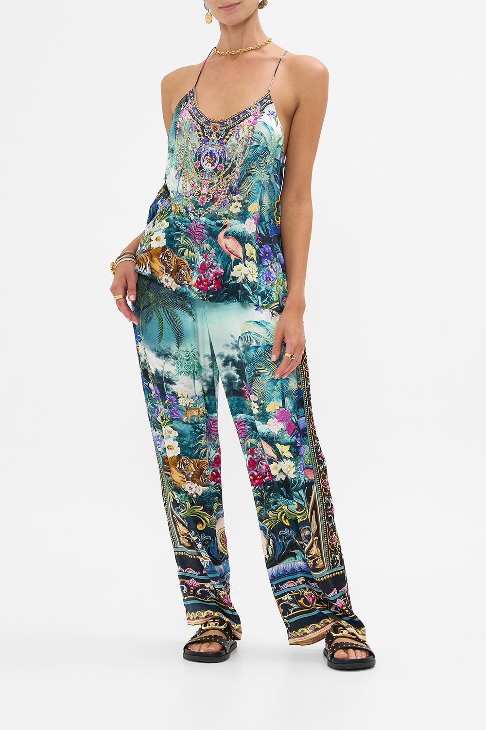 The CAMILLA T Back Shoestring Top in our Basked In Baroque print.