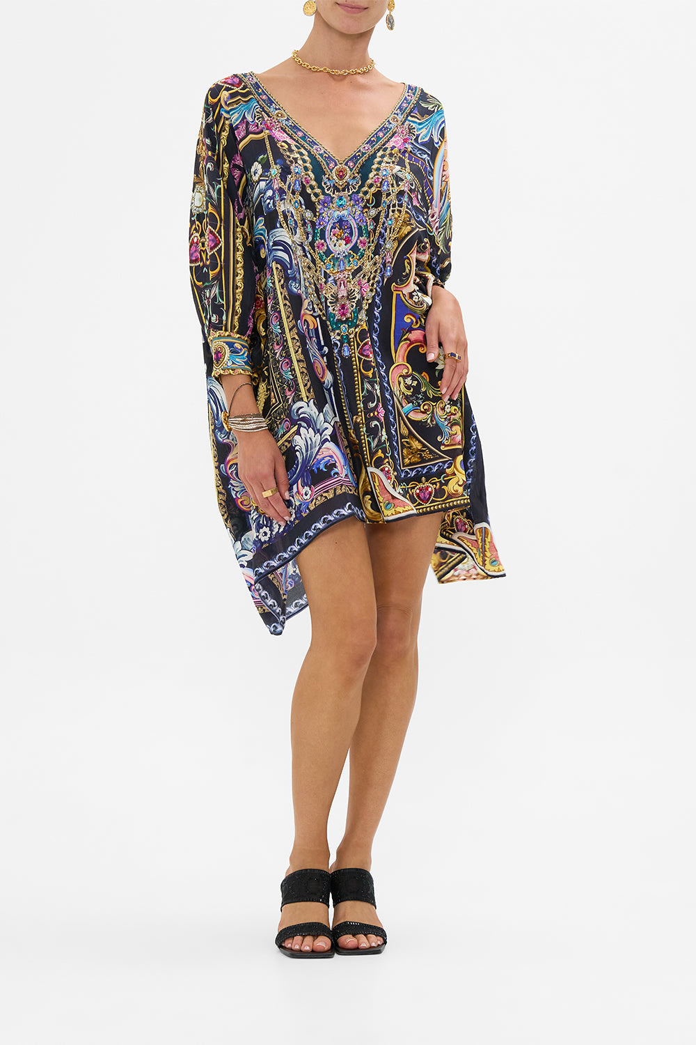 The CAMILLA Short Kaftan With Cuff in our Basked In Baroque print.