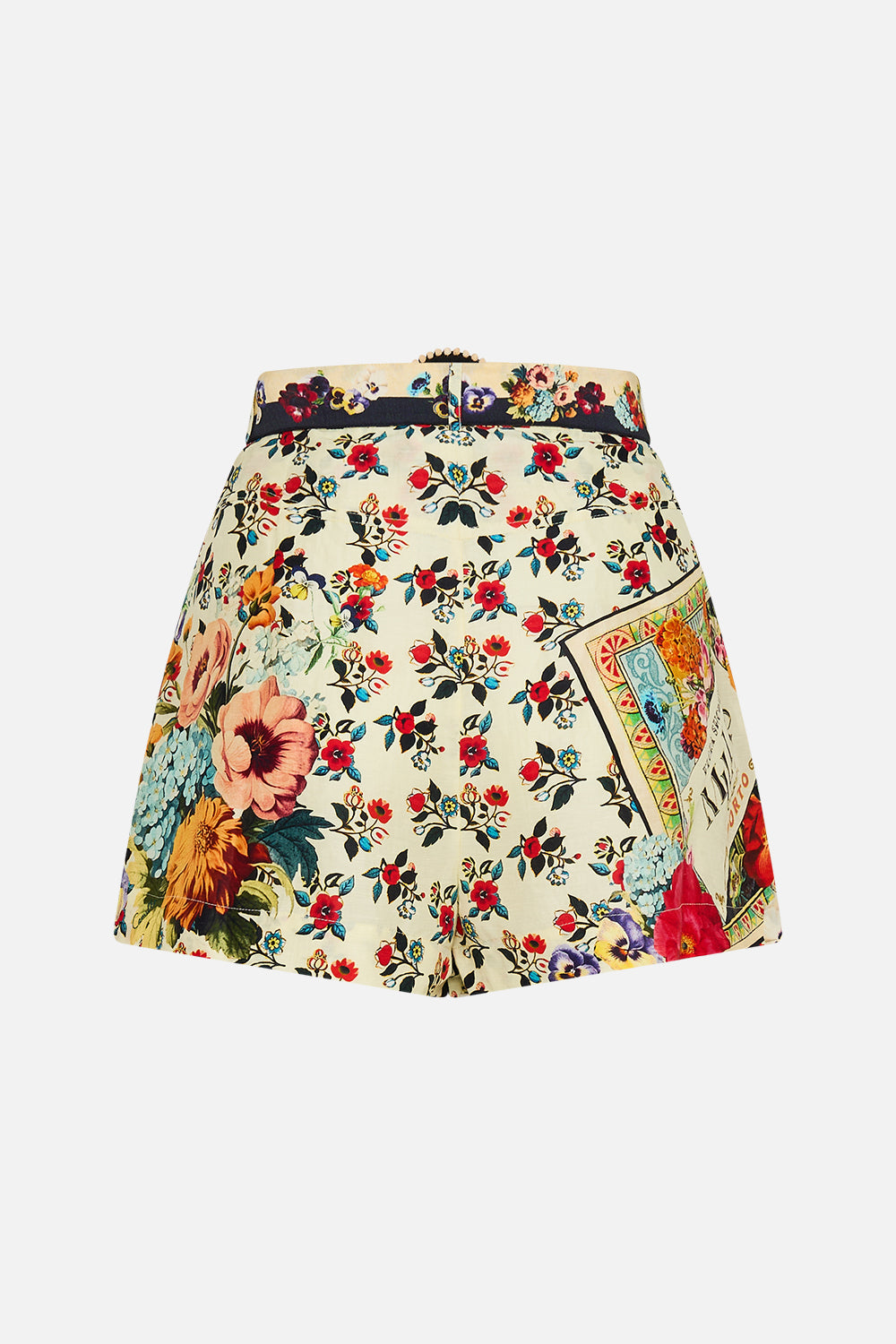 The CAMILLA Tuck Front Short in our Aromatic Amor print.