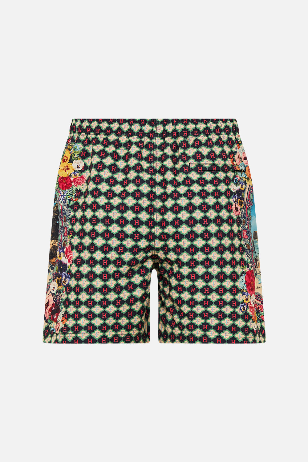 The CAMILLA Mid Length Boardshort With Elastic Waist in our Bathing Bombshell print.