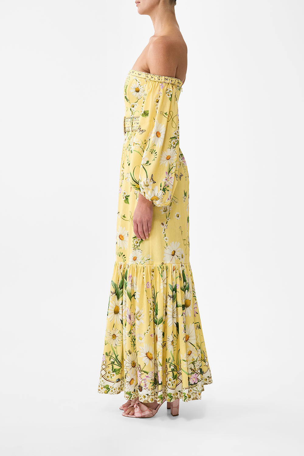 The CAMILLA Puff Sleeve Corset Dress in our Daisy Chains print.