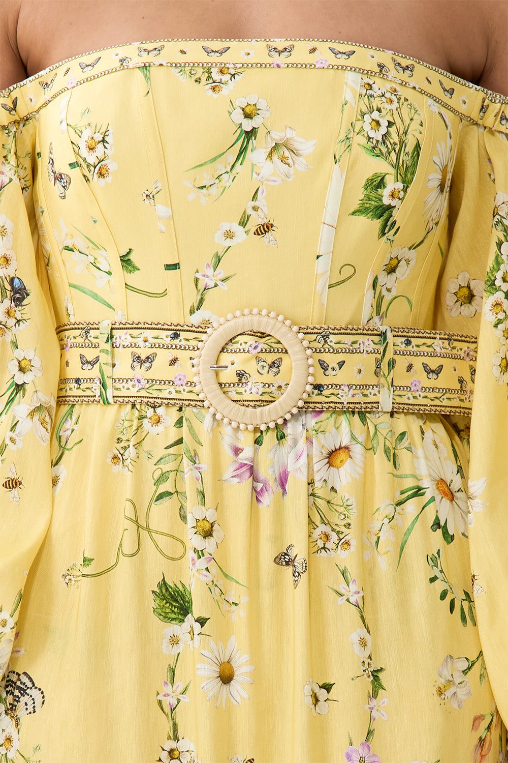 The CAMILLA Puff Sleeve Corset Dress in our Daisy Chains print.