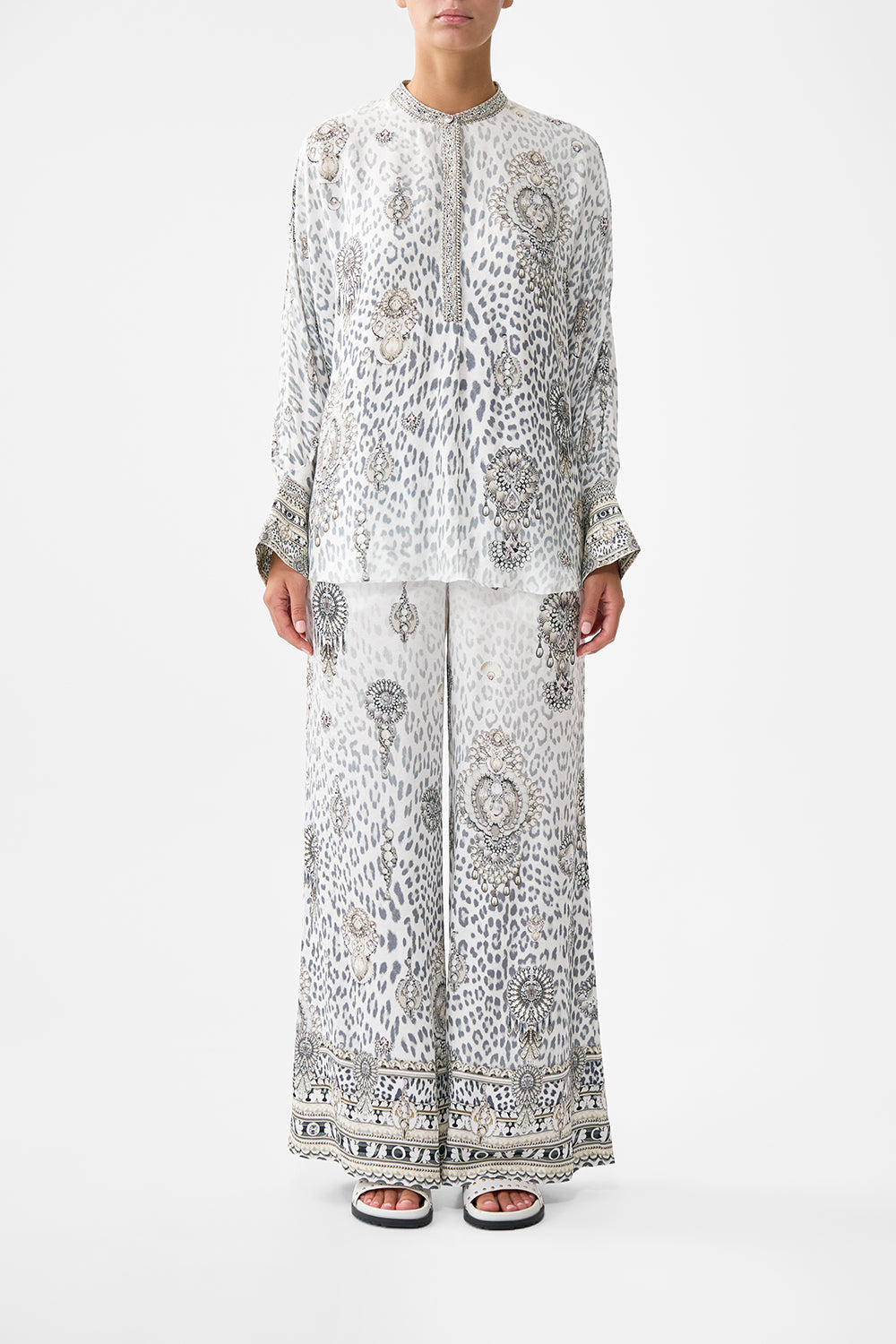 The CAMILLA Relaxed Placket Detail Shirt in our Marble Heaven print.