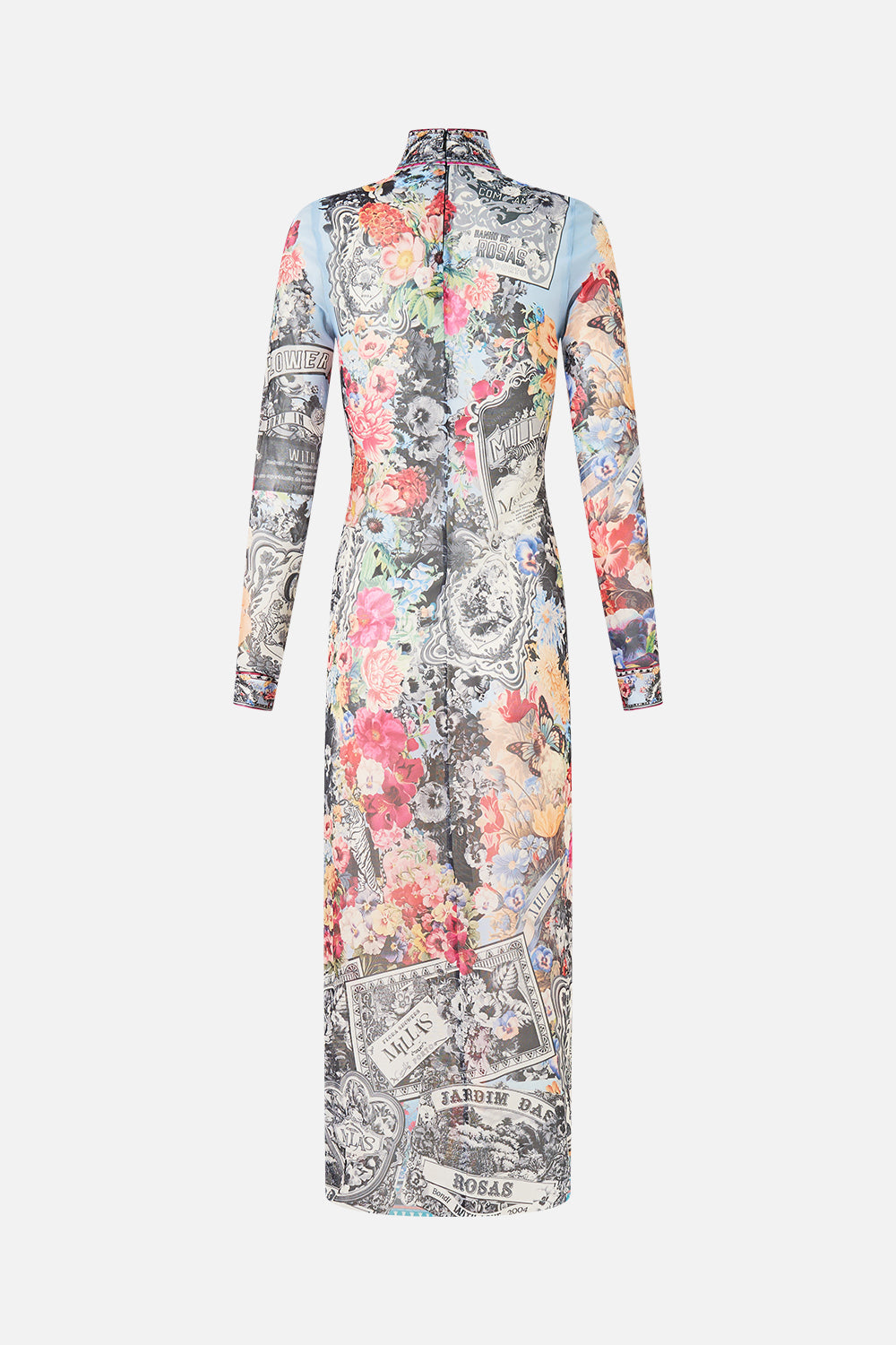 The CAMILLA Turtle Neck Mesh Dress in our Flower Showers print.