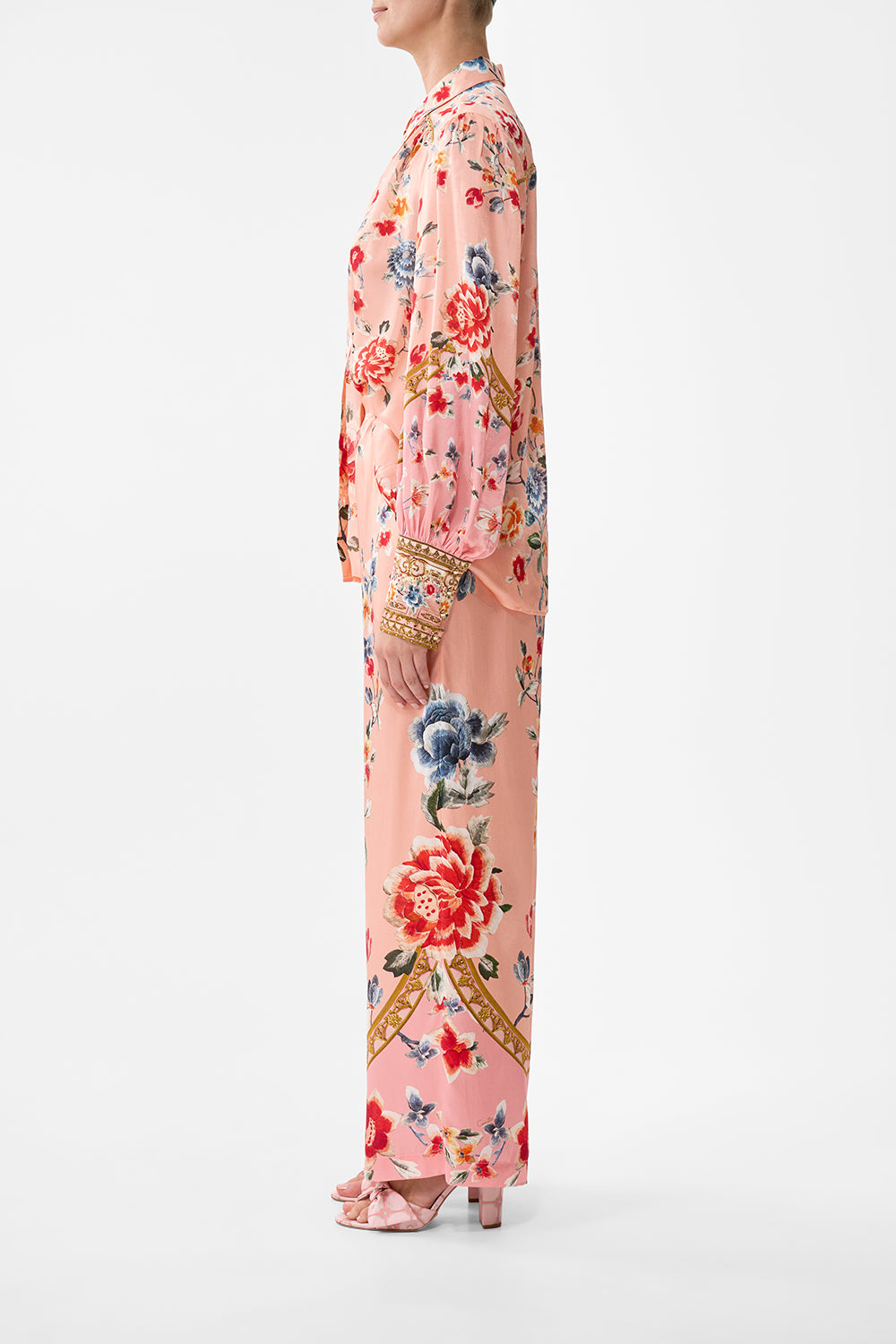 The CAMILLA Button Through Blouson Sleeve Blouse in our Majestic Milla print.