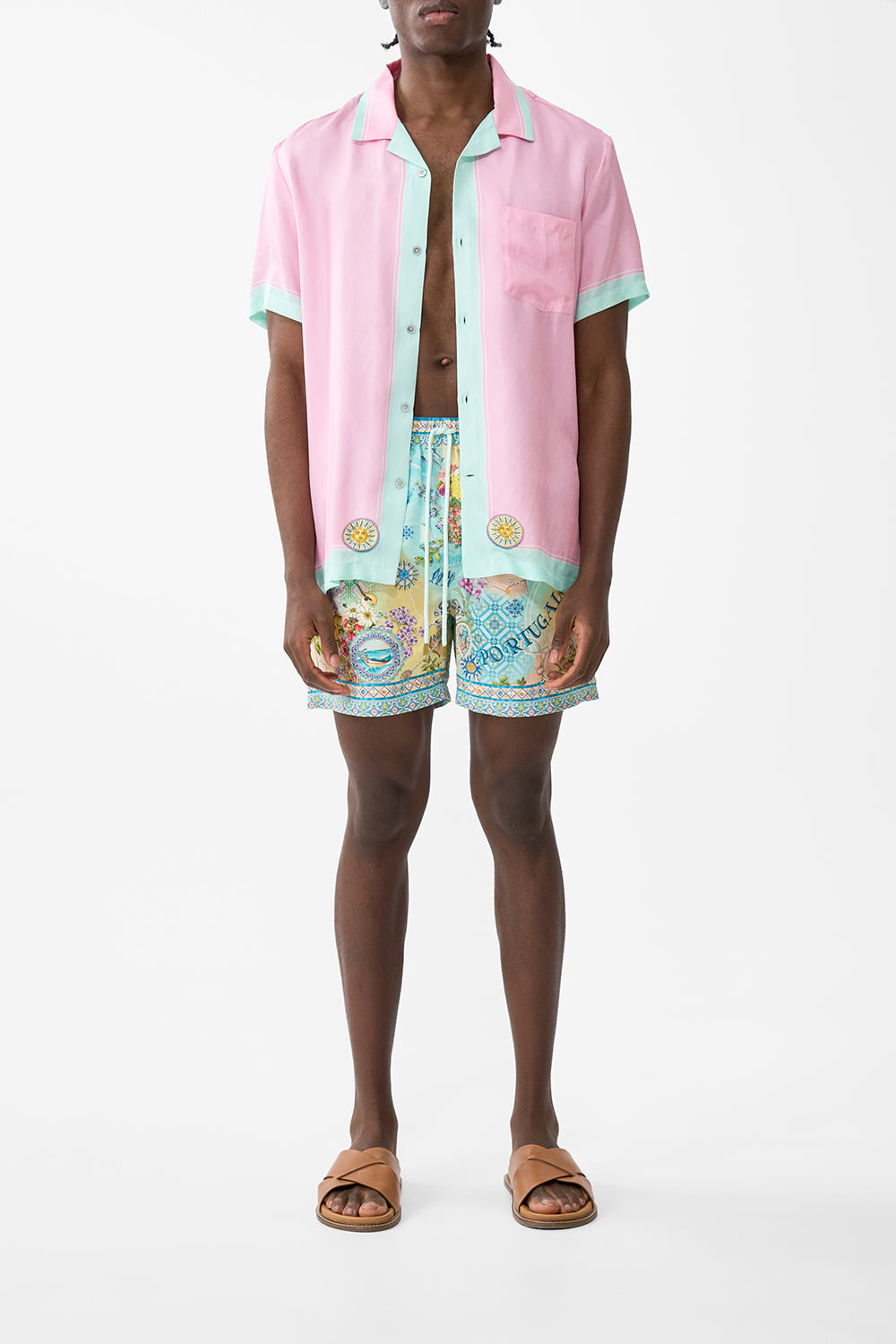 The CAMILLA LONG BUTTON FRONT DRESS FLORAL FREEFALL in our  print.
