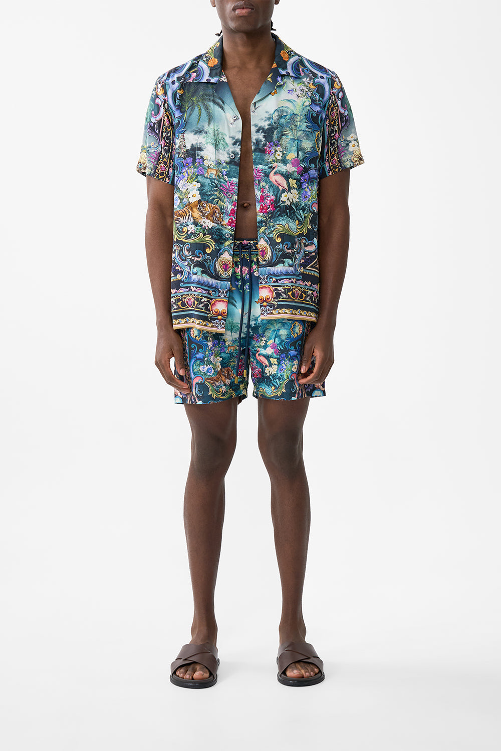 The CAMILLA Mid Length Boardshort With Elastic Waist in our Basked In Baroque print.