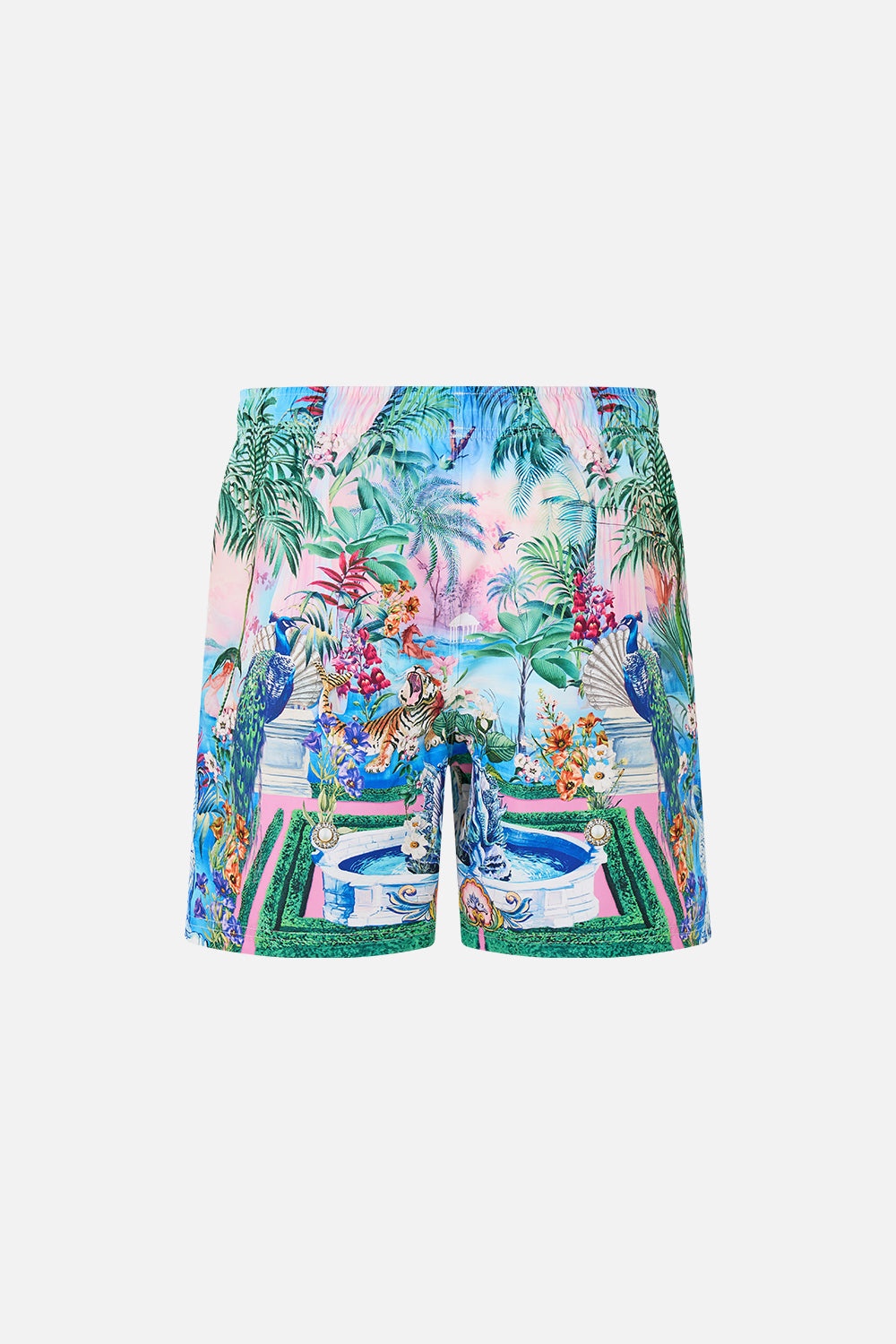 The CAMILLA Mid Length Boardshort With Elastic Waist in our Spirit Of Santa Maria print.