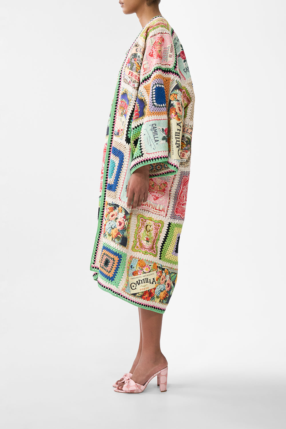 CROCHET PATCHED KIMONO COAT SOAP OPERA