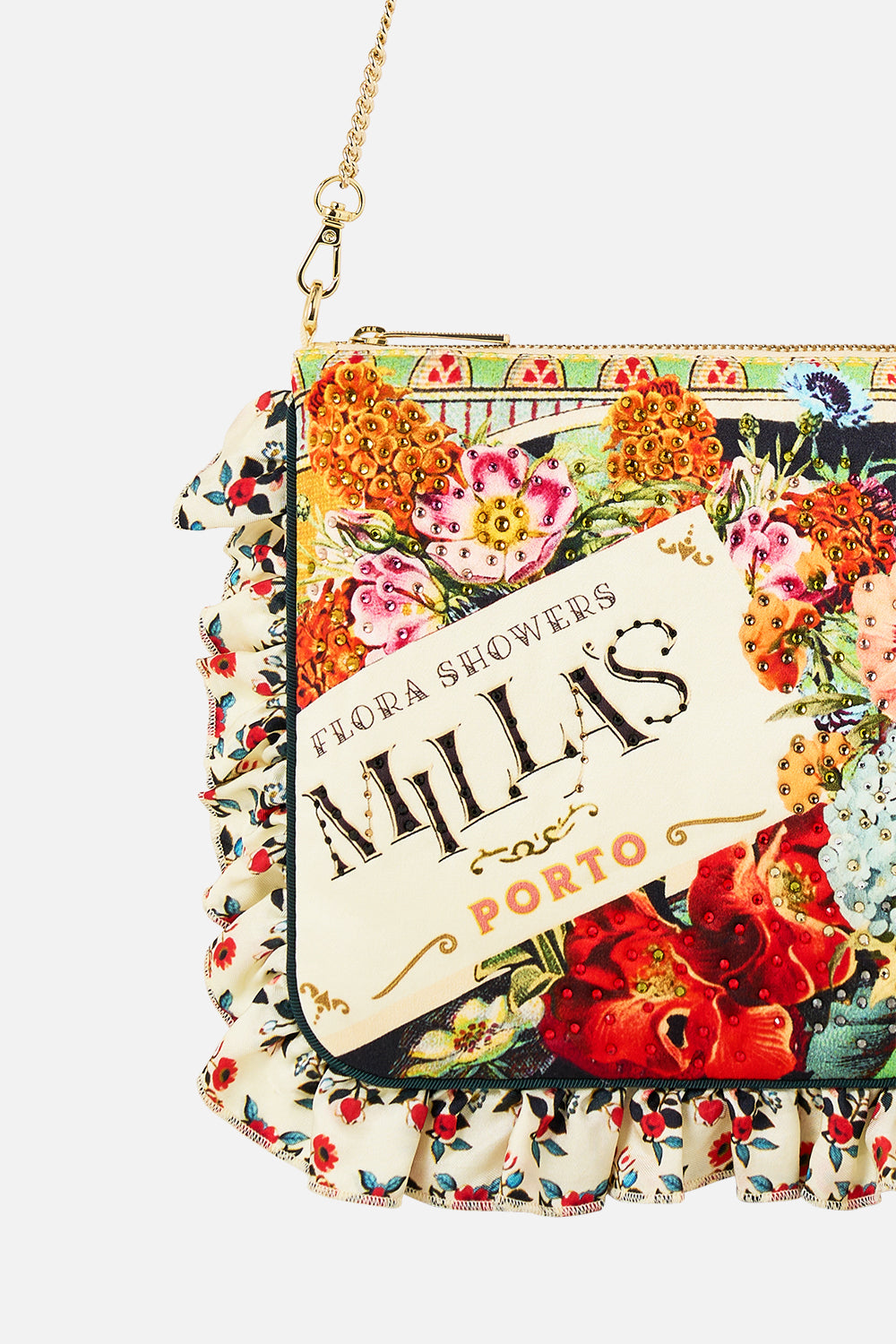 The CAMILLA Frill Edge Crossbody Bag in our Aromatic Amor print.