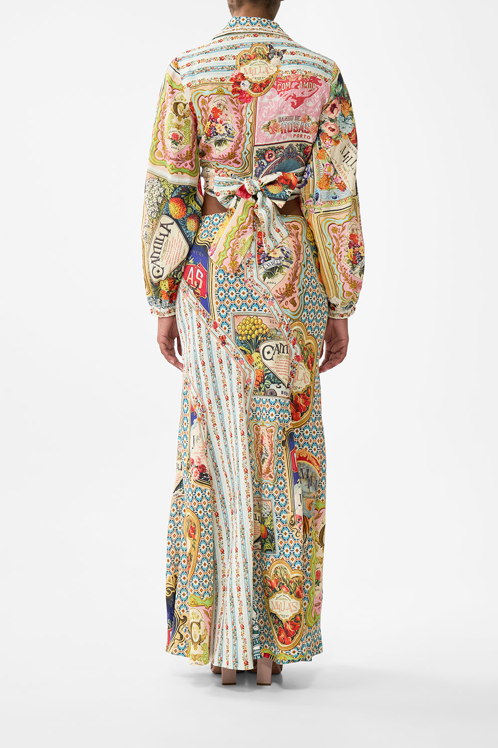 The CAMILLA LONG JERSEY HALTER DRESS ISNIK LULLABY in our  print.