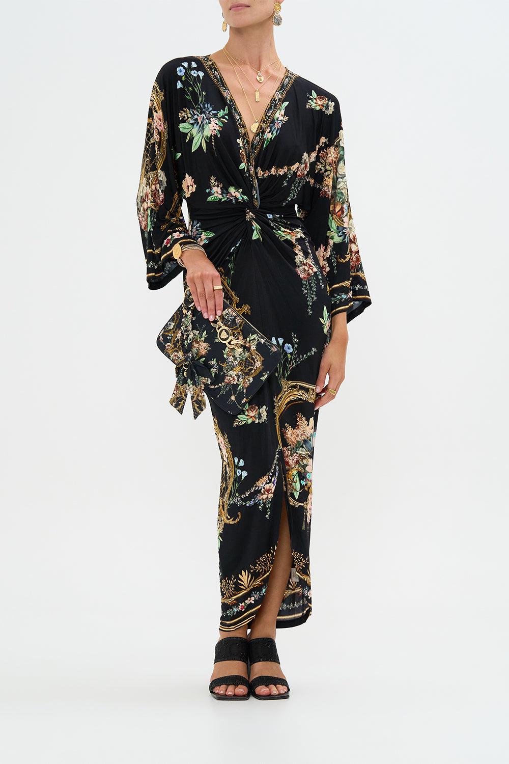 The CAMILLA Braided Strap Clutch in our Noble Endeavours print.