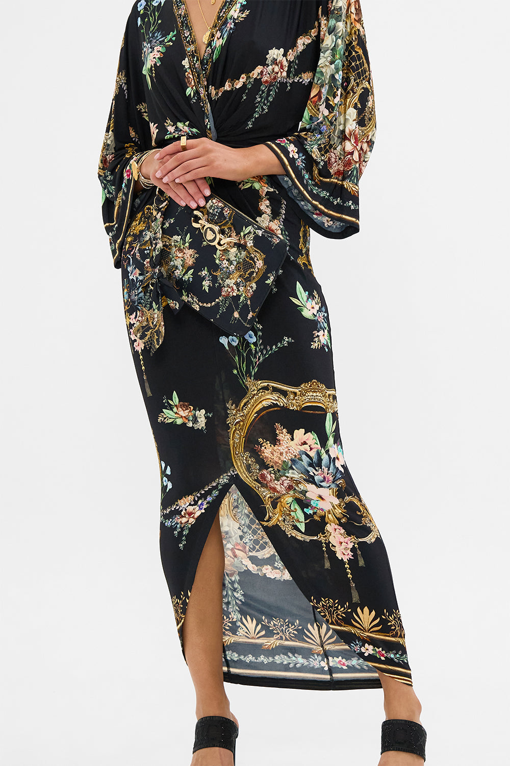 The CAMILLA Braided Strap Clutch in our Noble Endeavours print.