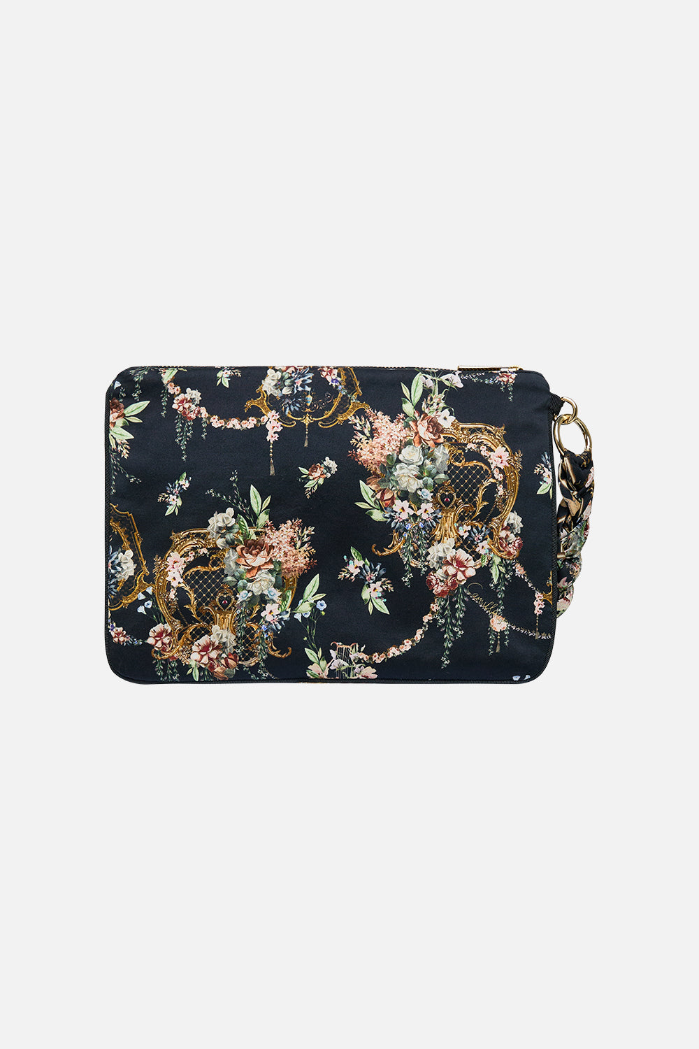 The CAMILLA Braided Strap Clutch in our Noble Endeavours print.