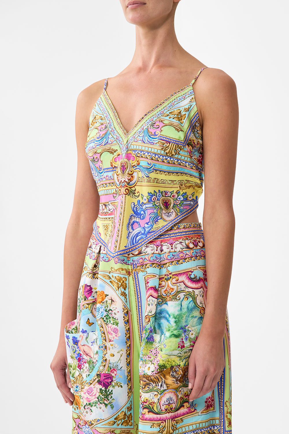 The CAMILLA Tie Back Cami in our Spirit Of Santa Maria print.