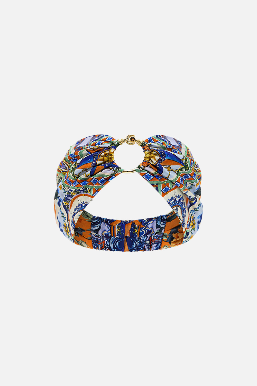 The CAMILLA BLOUSON SLEEVE LAYER DOWN THE GARDEN PATH in our  print.