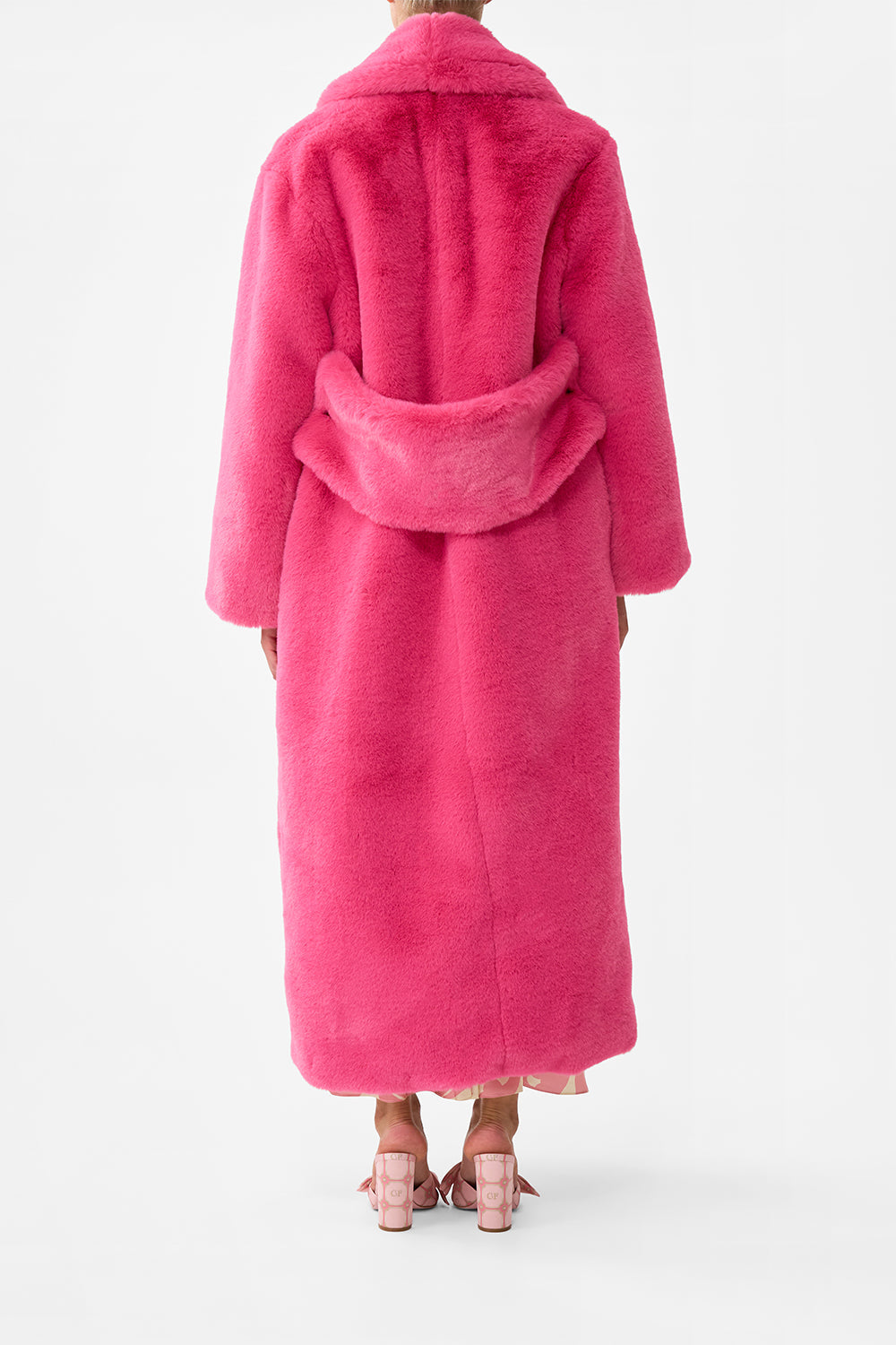 The CAMILLA Maxi Teddy Coat in our Pink Porto print.