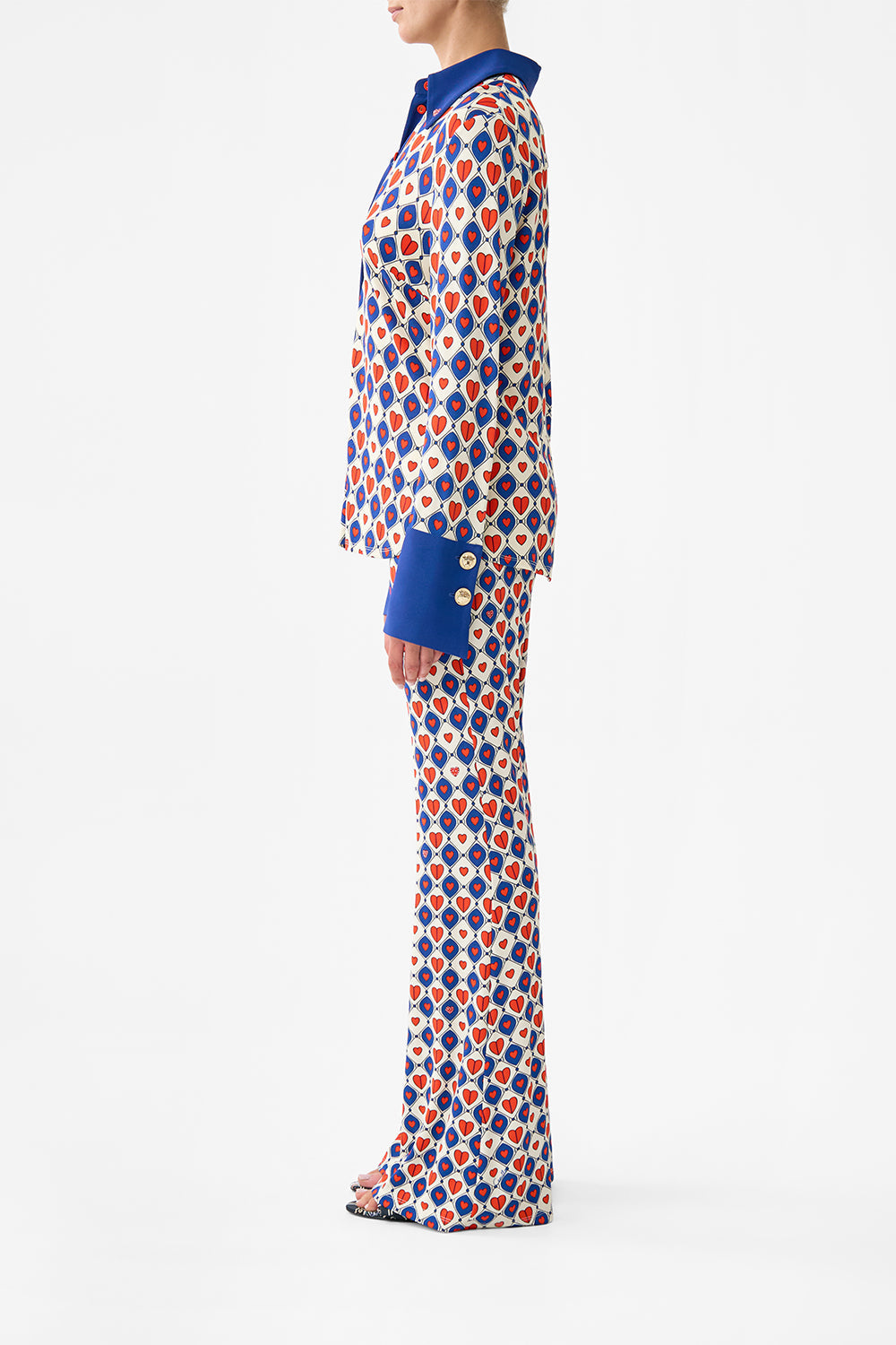 The CAMILLA SHEER WIDE LEG PANT ITALIAN ROSA in our  print.