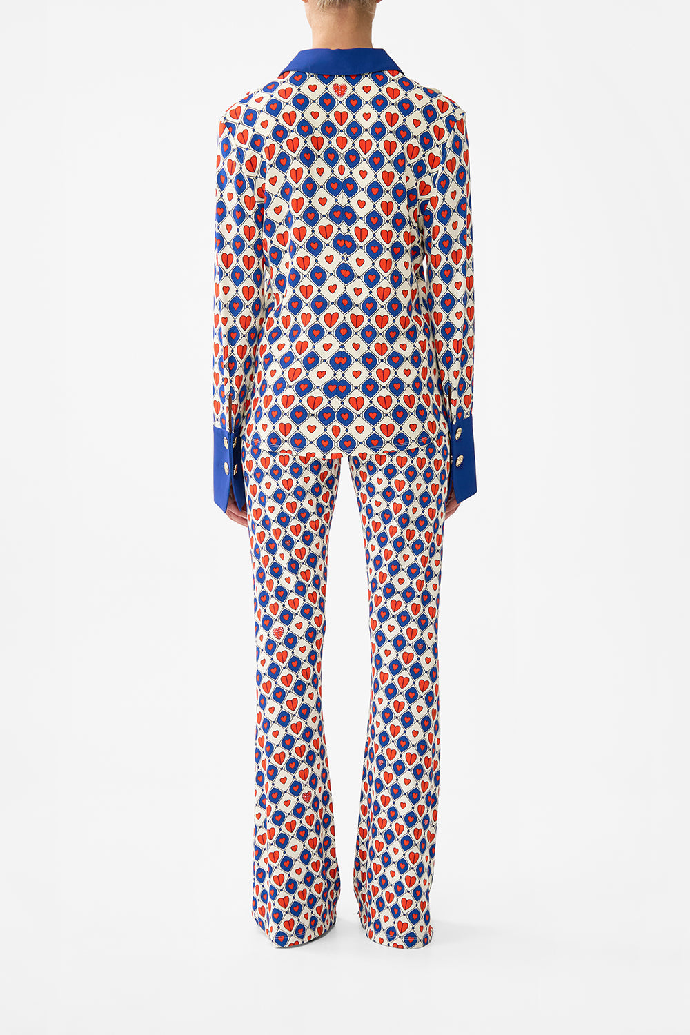 The CAMILLA SHEER WIDE LEG PANT ITALIAN ROSA in our  print.