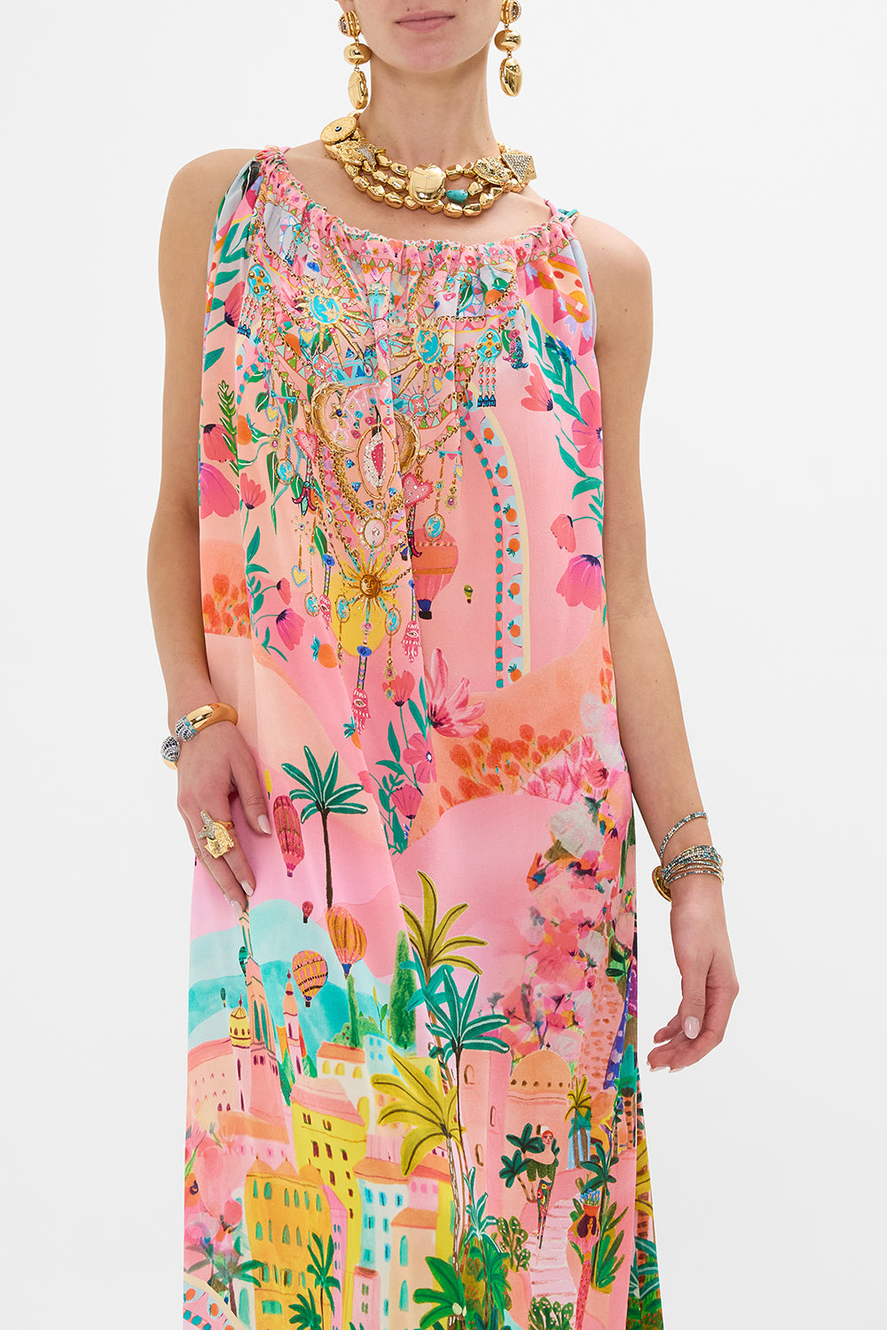 CAMILLA drawstring dress in Sister Sunset print