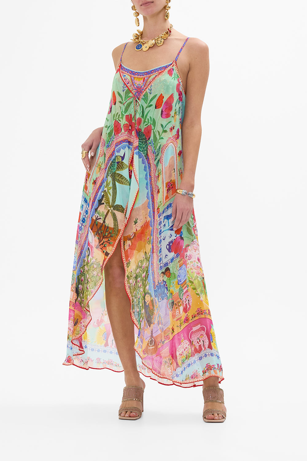 CAMILLA Mini Dress With Long Overlay in Queens of Creation print. 