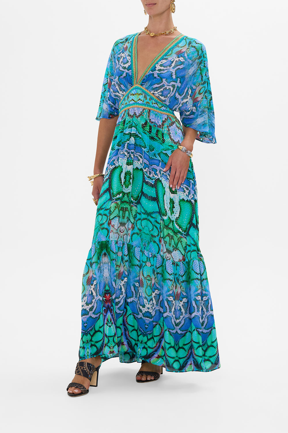 WAISTED DRESS WITH HEM RUFFLE LAND OF WONDER