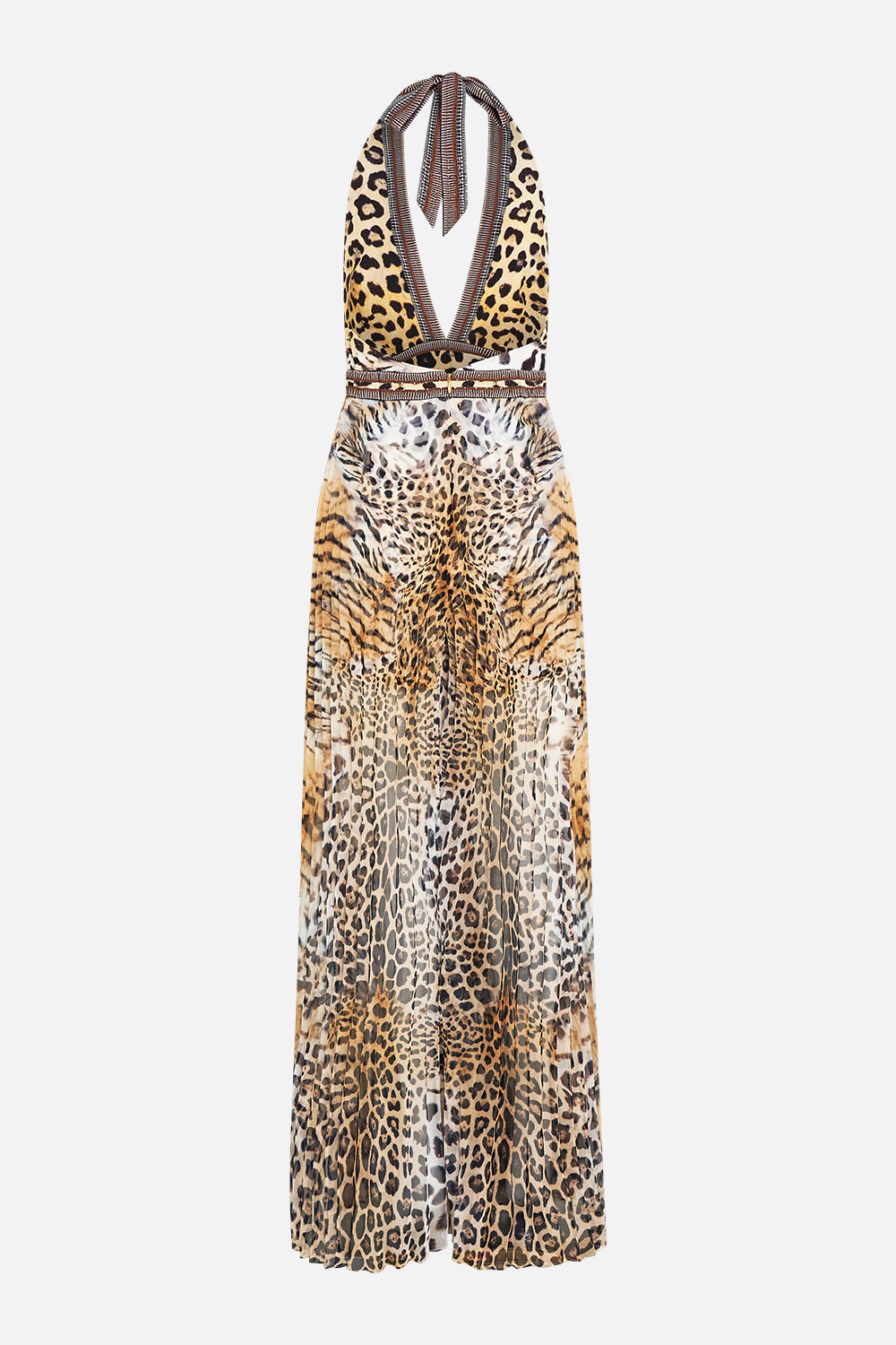 TIE NECK HALTER JUMPSUIT JAGUAR