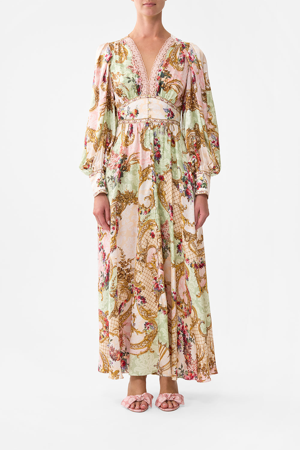 SHAPED WAISTBAND DRESS WITH GATHERED SLEEVES THE QUEENS QUARTERS