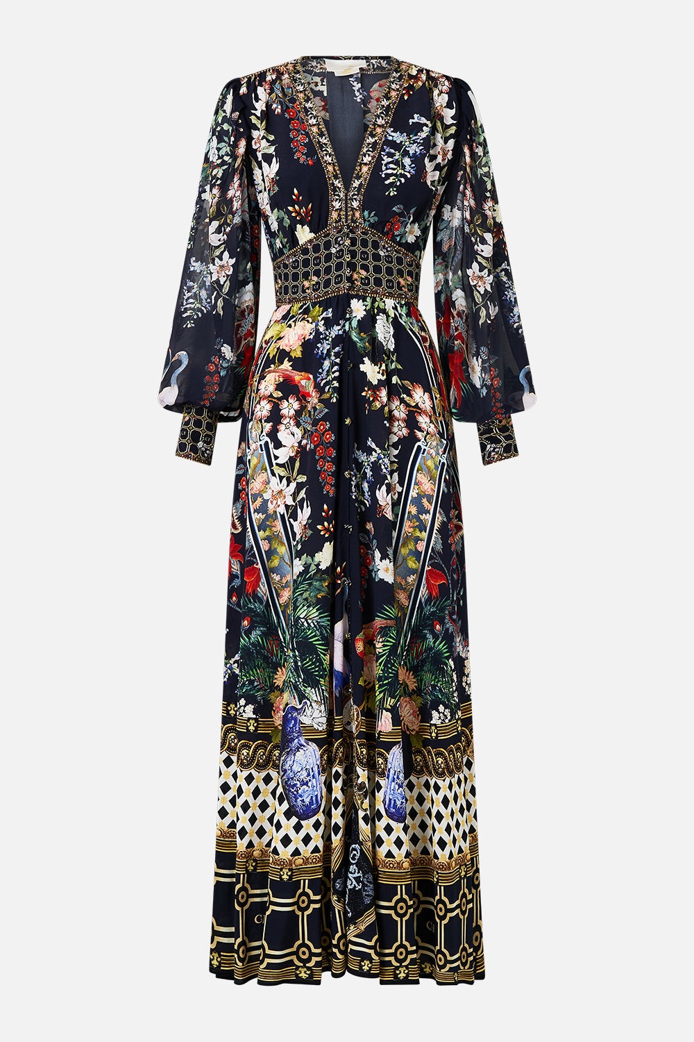 SHAPED WAISTBAND DRESS WITH GATHERED SLEEVES PALACIO POETRY