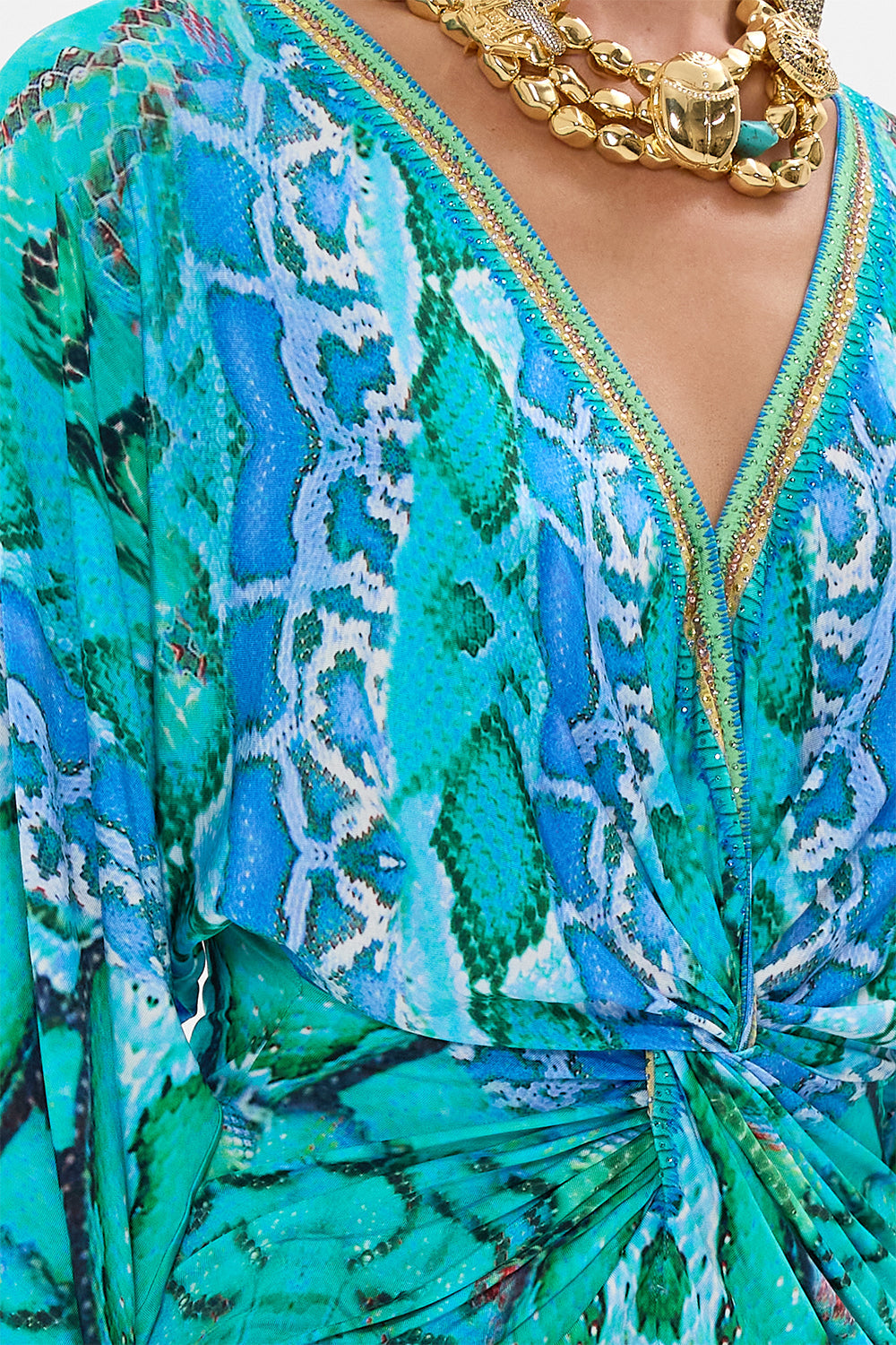 LONG SPLIT FRONT TWIST DRESS LAND OF WONDER