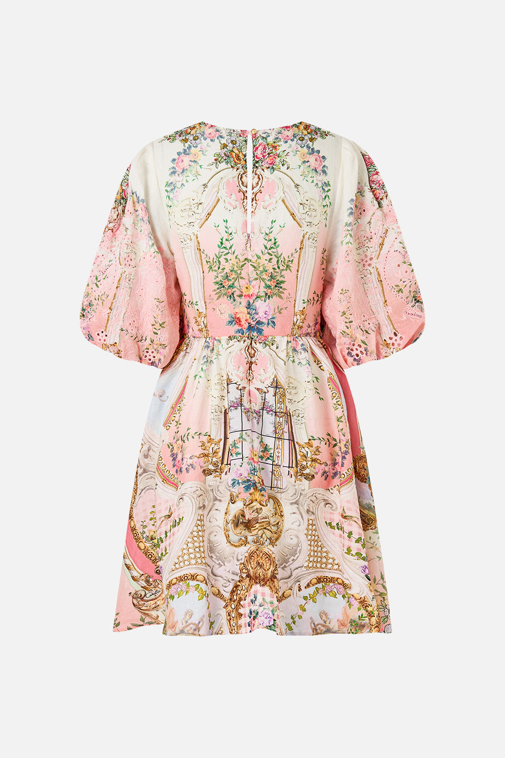 V NECK PUFF SLEEVE SHORT DRESS LISBON LULLABY