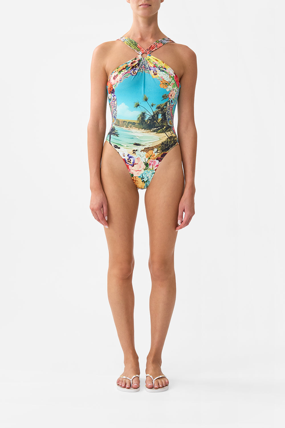 The CAMILLA JERSEY TANK DRESS WITH CONTRAST SKIRT ISNIK LULLABY in our  print.