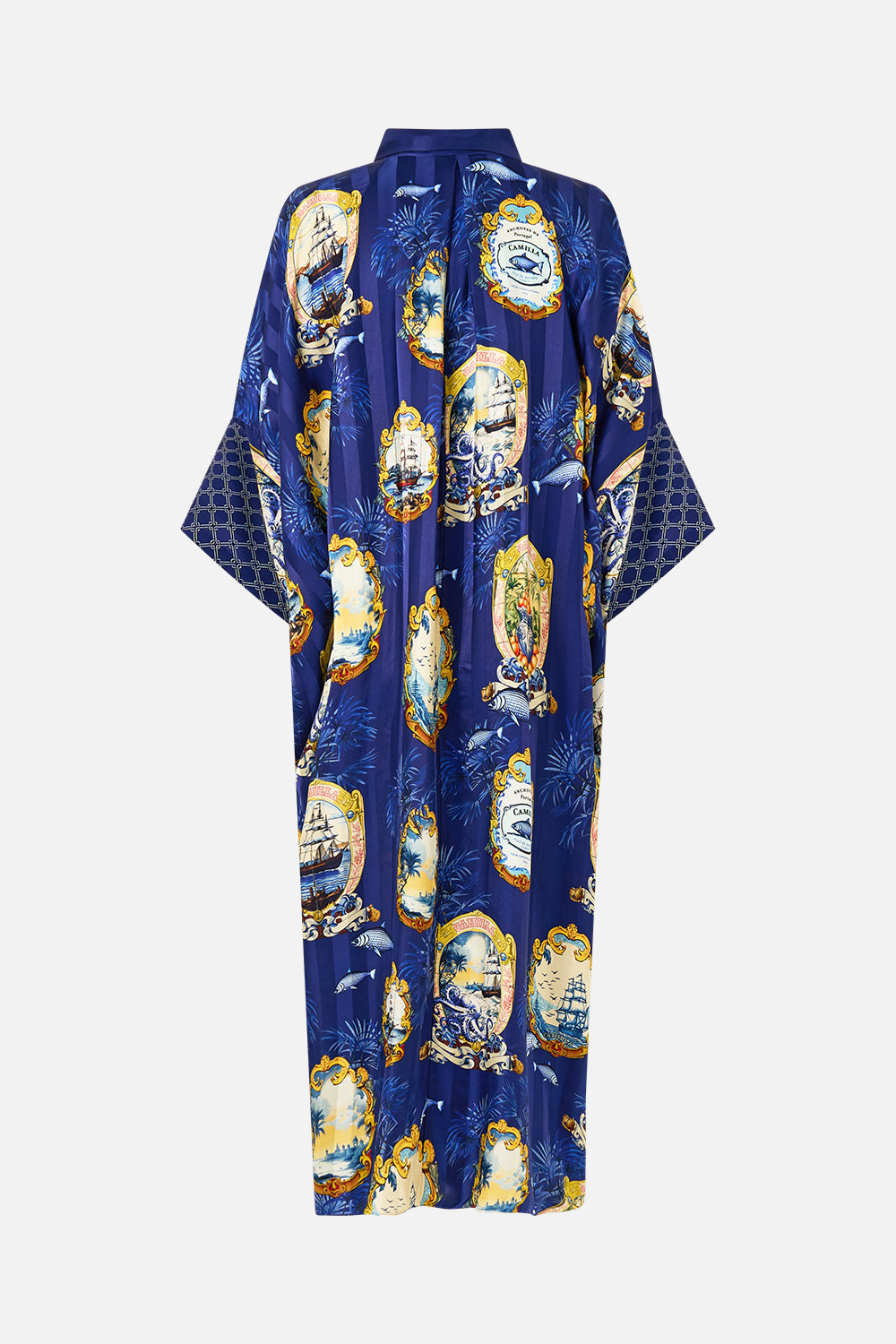 The CAMILLA WIDE LEG TROUSER WITH FRONT POCKETS JUST COASTING in our JUST COASTING print.