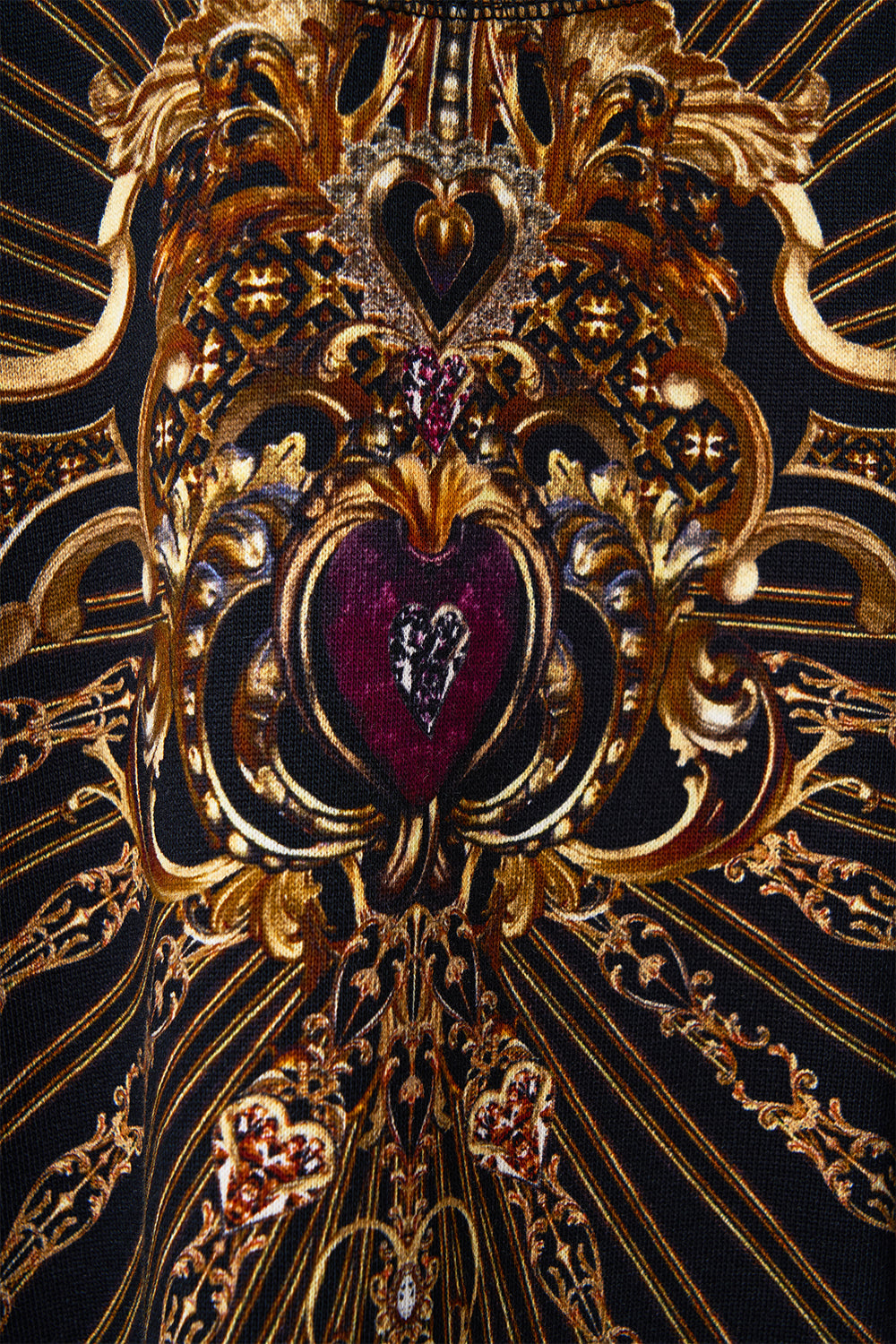 The CAMILLA SHIRRED WAIST PANT DOMINICAN DECADENCE in our  print.