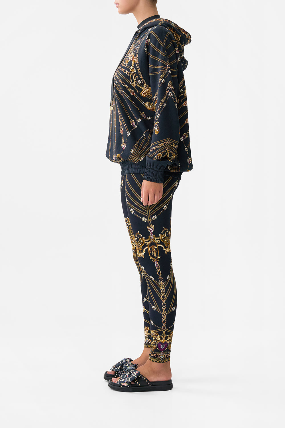 The CAMILLA SKIRT WITH SHAPED SEAM NOBLE ENDEAVOURS in our NOBLE ENDEAVOURS print.