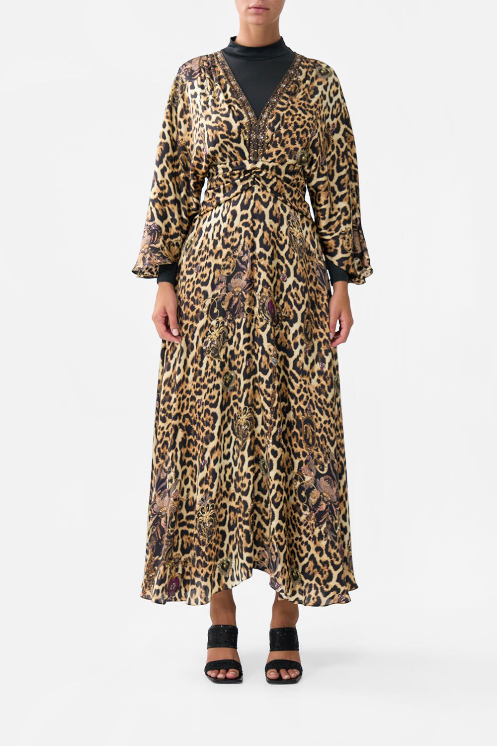The CAMILLA DROP SHOULDER STRAP KAFTAN TILES DARLS in our  print.