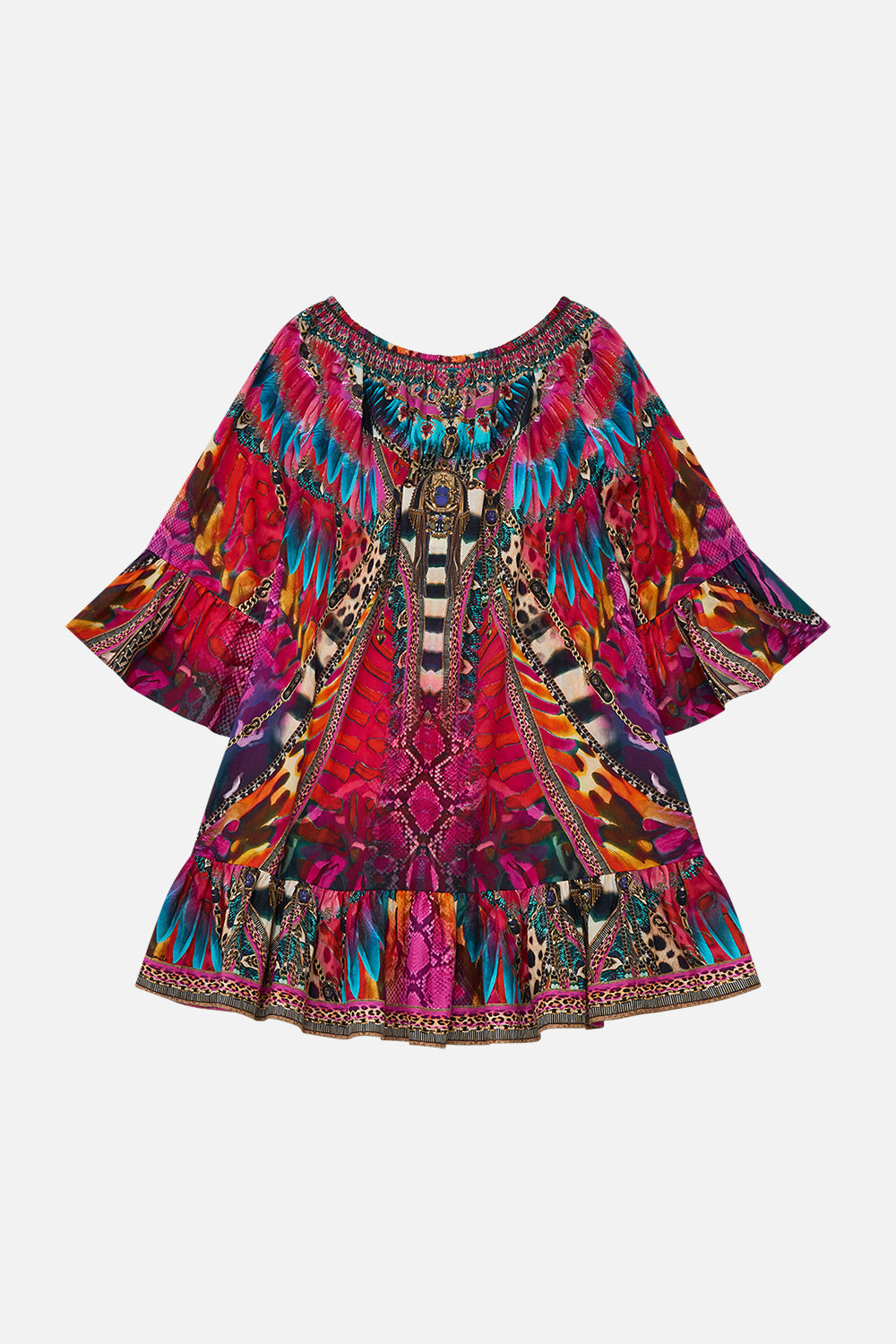 Milla by CAMILLA A-Line Frill Dress 12-14 in Sahara Supernatural print.