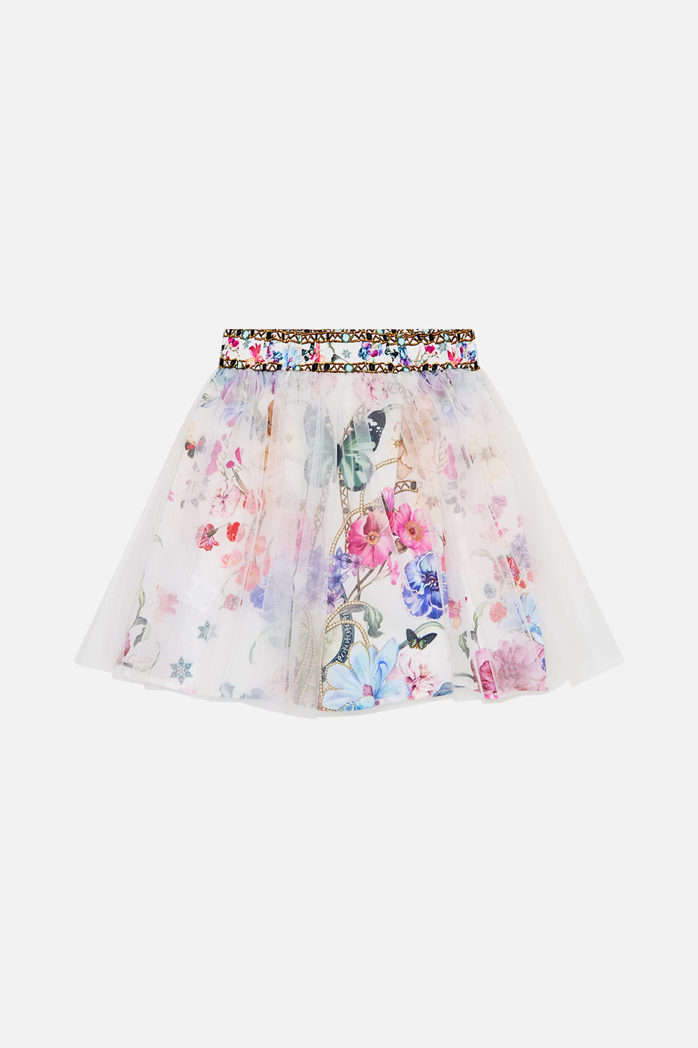 The CAMILLA SHORT BATWING LAYER TILES DARLS in our  print.