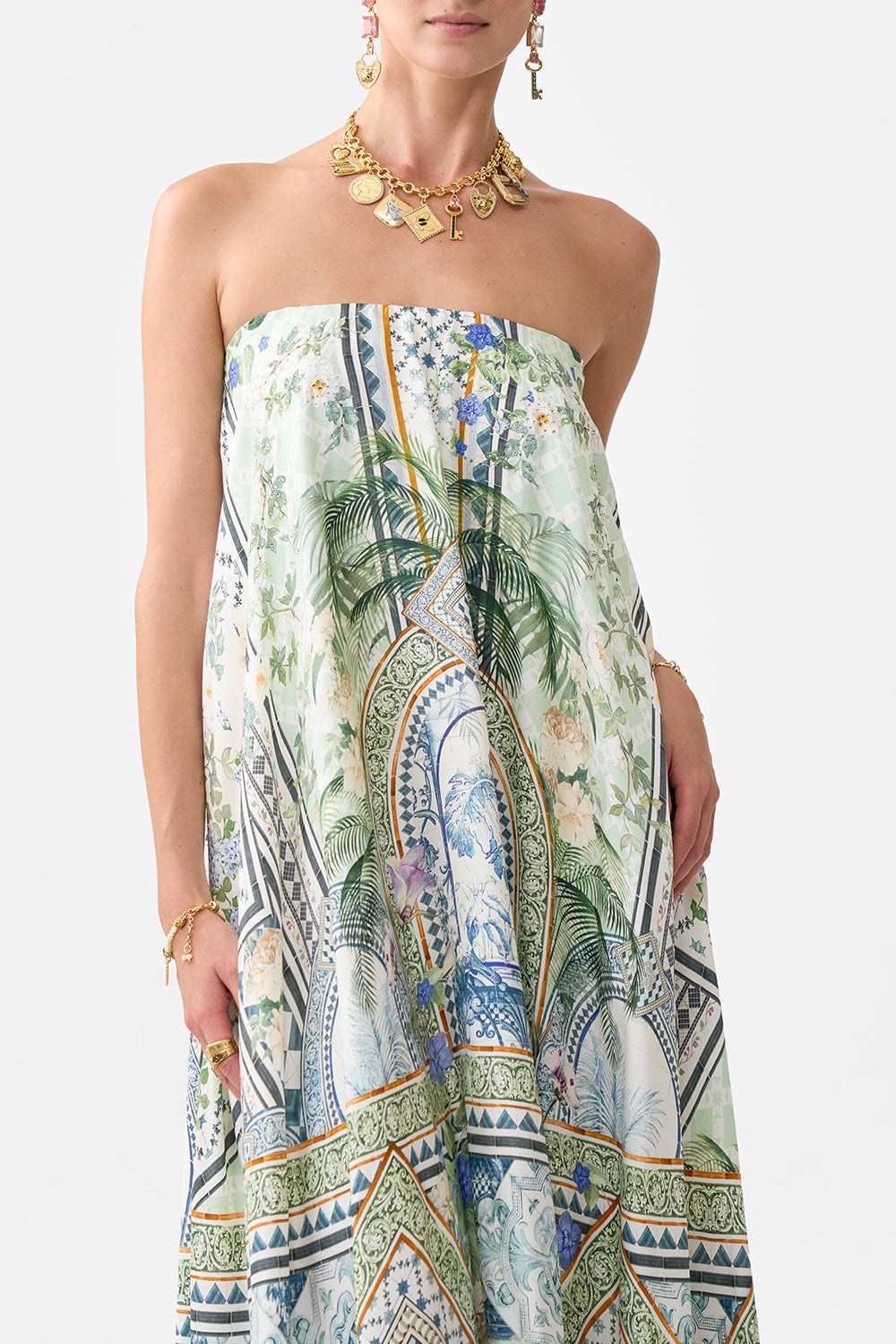STRAPLESS MAXI WITH RUFFLE HEM JARDIM PARTY