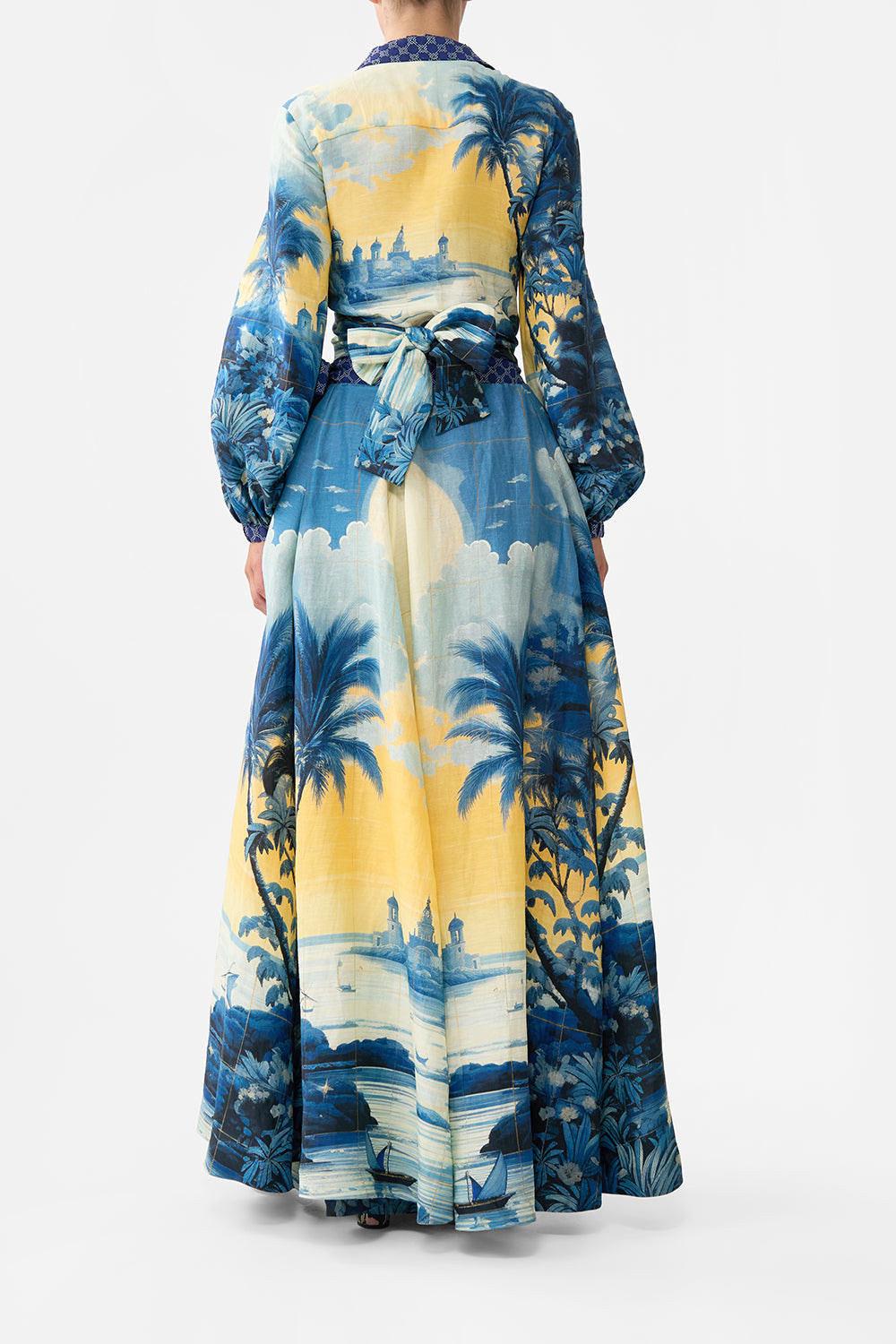 The CAMILLA BUTTON FRONT T-SHAPE KAFTAN DOMINICAN DECADENCE in our DOMINICAN DECADENCE print.