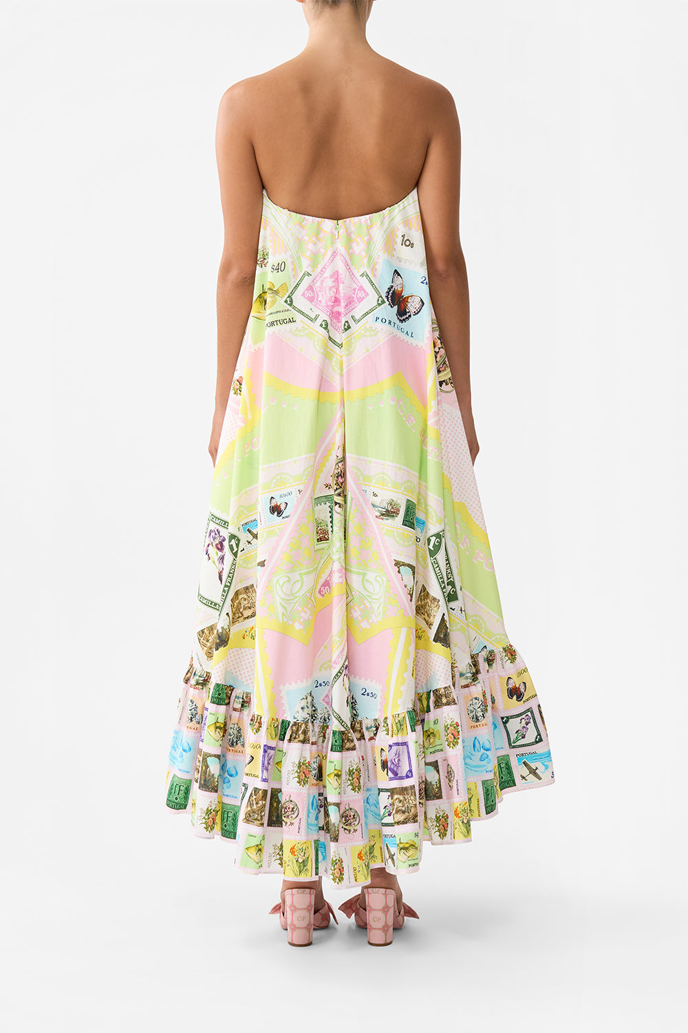 The CAMILLA ASYMMETRIC BOW TOP BOTANICAL UTOPIA in our  print.
