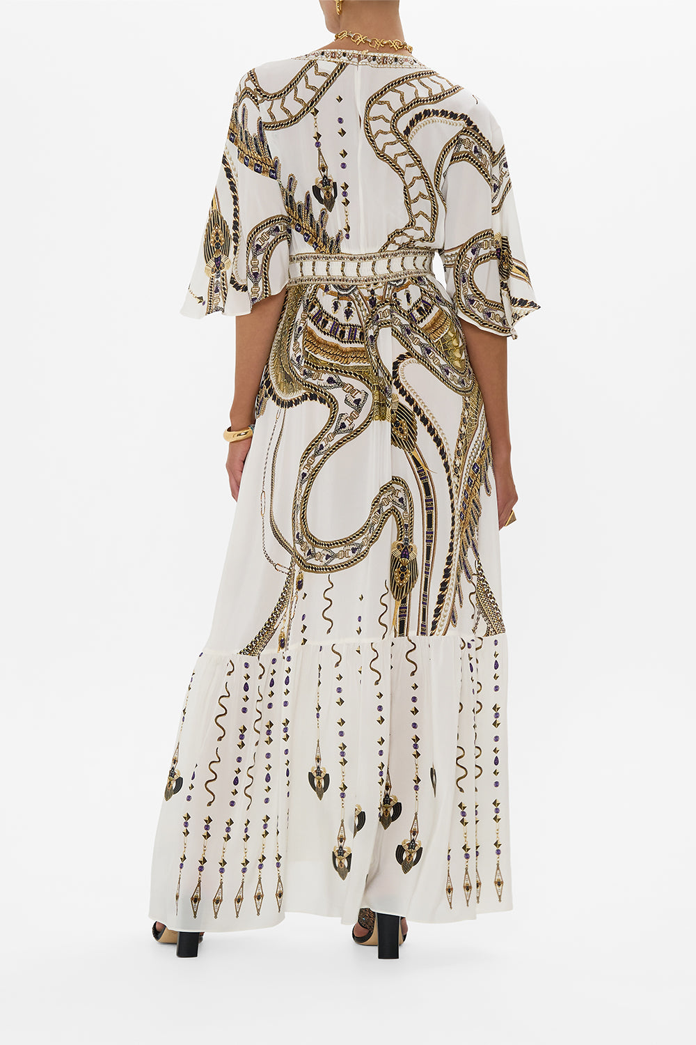 WAISTED DRESS WITH HEM RUFFLE GODDESS ENERGY