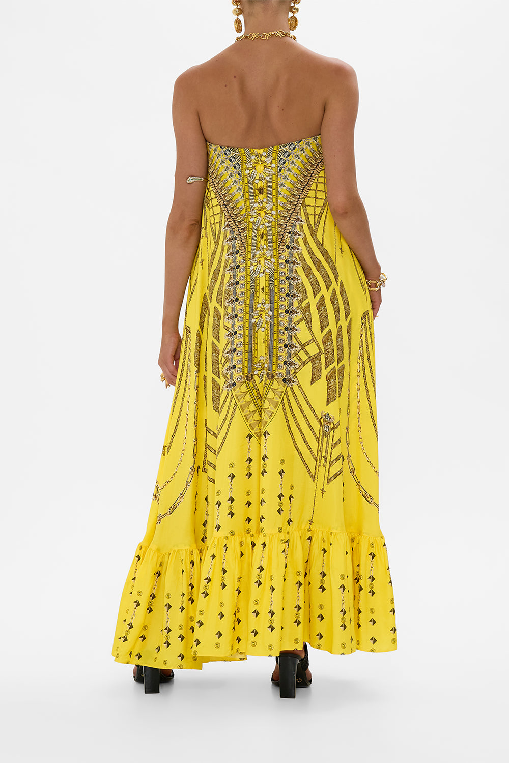 STRAPLESS MAXI WITH RUFFLE HEM SHRINE OF SUNSHINE