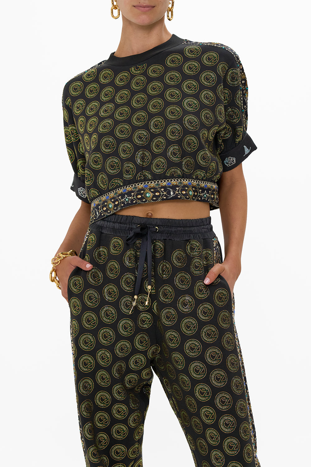 The CAMILLA BUTTON FRONT FRILL DRESS PALACIO PLAYGROUND in our  print.