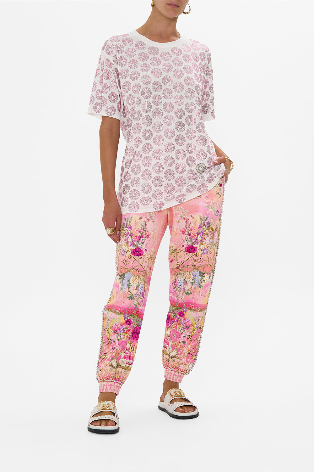 The CAMILLA SHORT SLEEVE CAMP COLLARED SHIRT CARMO AND CARMELITAS in our  print.