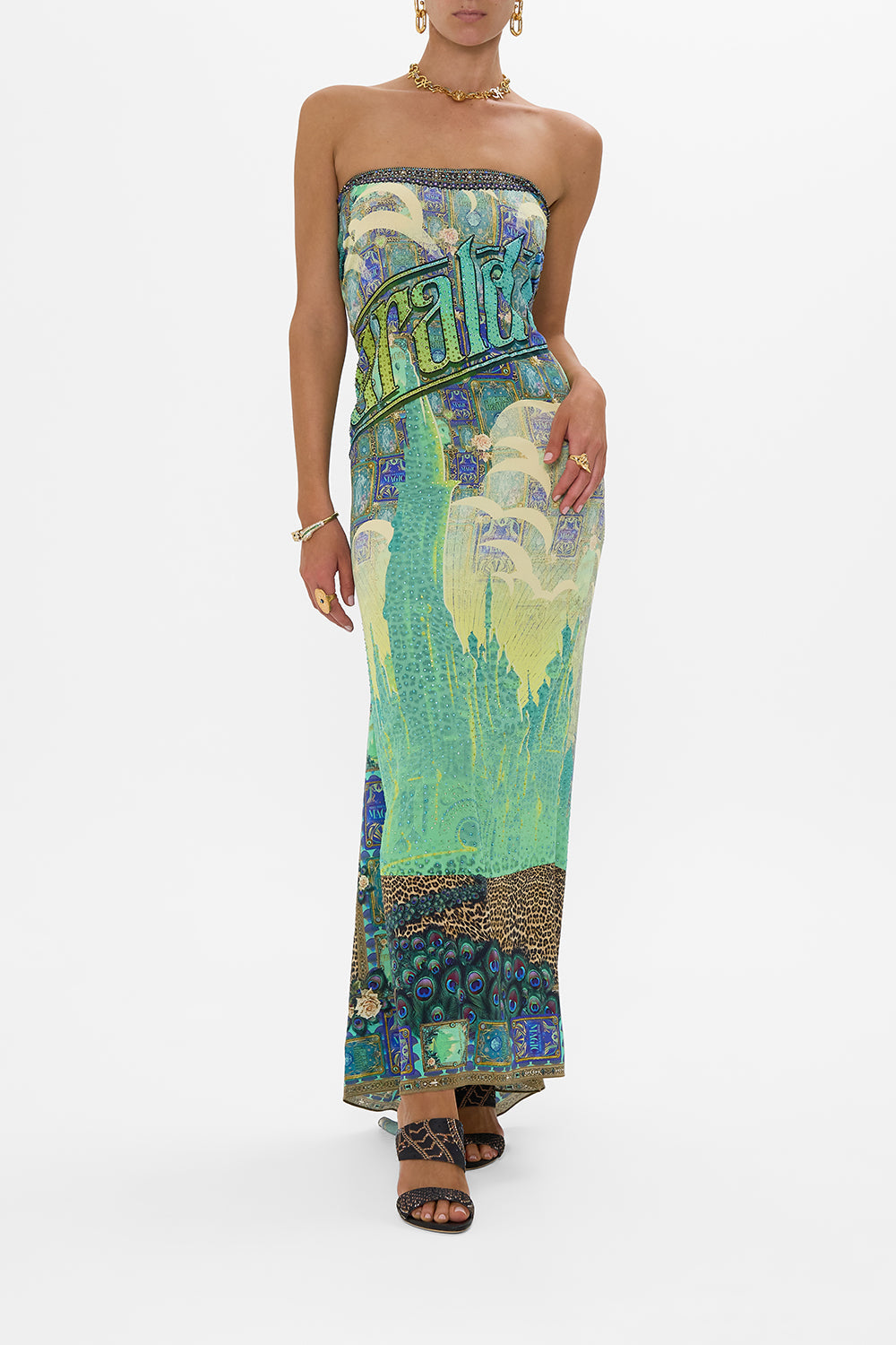 The CAMILLA JERSEY SCOOP NECK TANK TOP SONG OF SAINT ANTHONY in our  print.