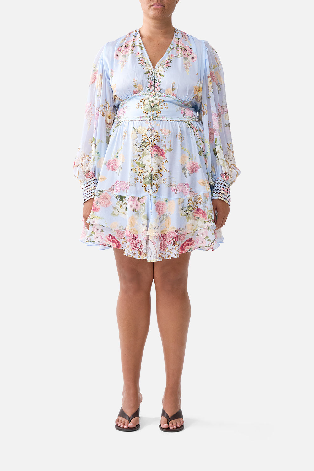 The CAMILLA HIGH NECK HALTER UNDERWIRE ONE PIECE WITH CHAIN SONG OF THE SOLSTICE in our  print.