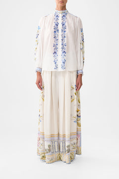 HIGH NECK BUTTON THROUGH BLOUSE BOTANICAL BALLADS