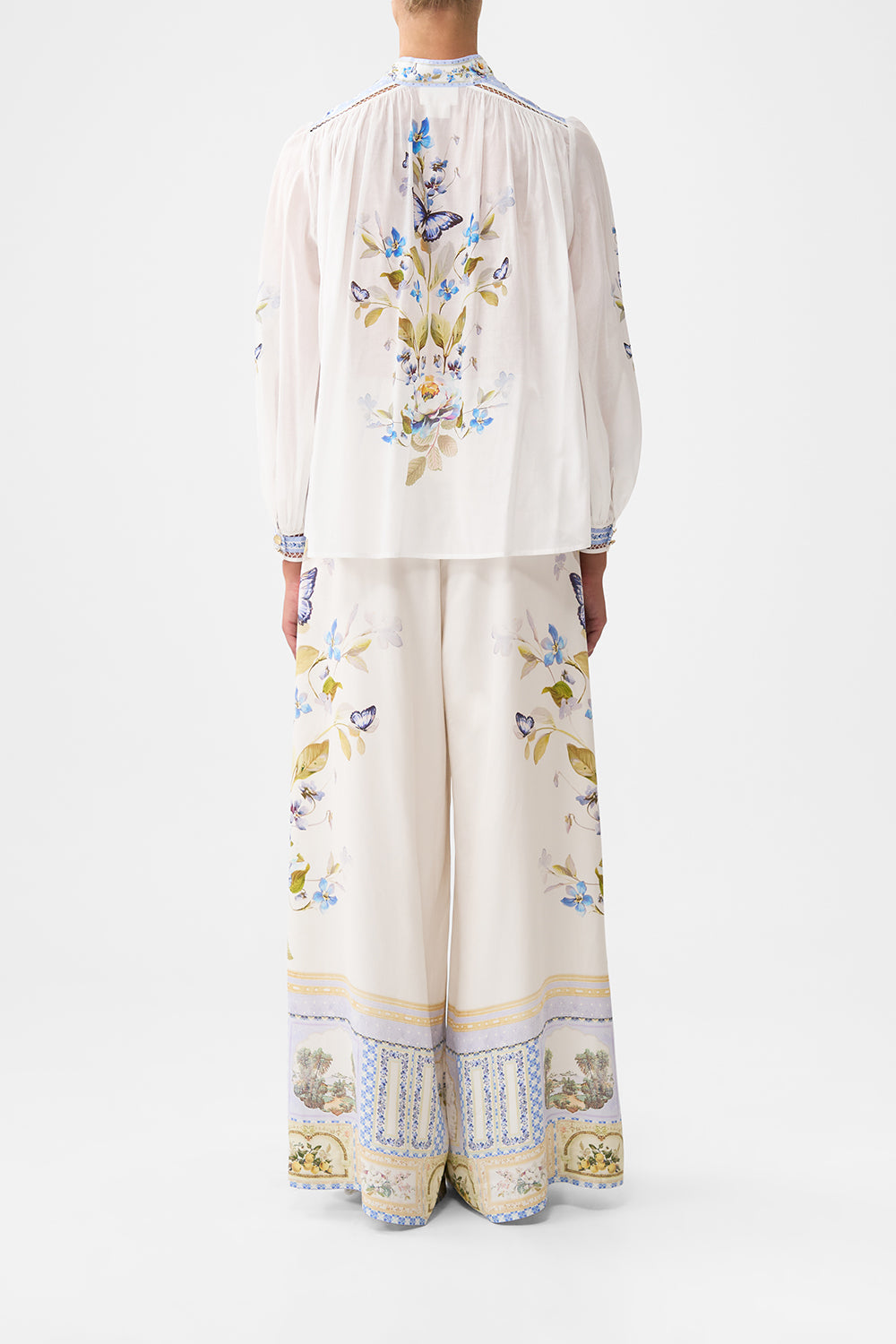 The CAMILLA high neck button through blouse from our print botanical ballads